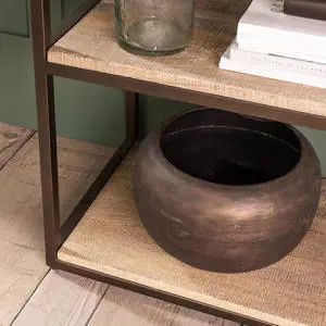 Nkuku Marjori Narrow Mango Wood & Iron Standing Shelves